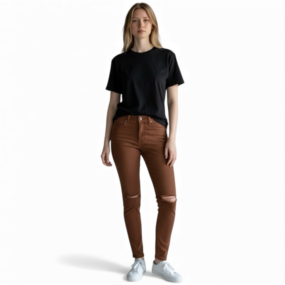 Just Black Women's Brown High Waist Skinny Jeans NWOT 24
